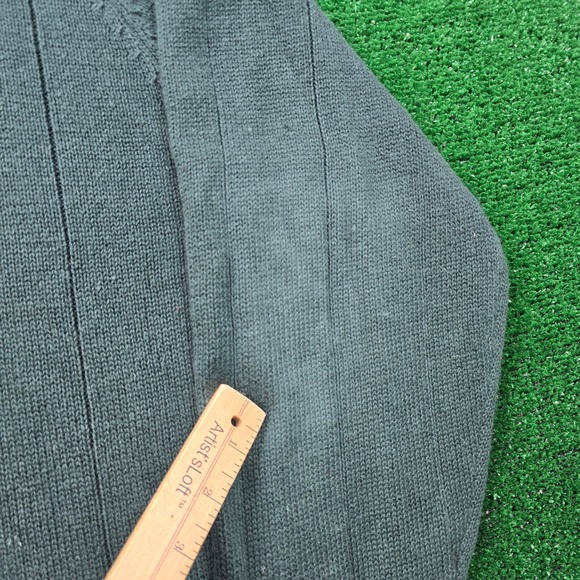 American Eagle Sweater Mens XL Green‎ V Neck Striped Knit Vintage 90s Preppy - Picture 3 of 9